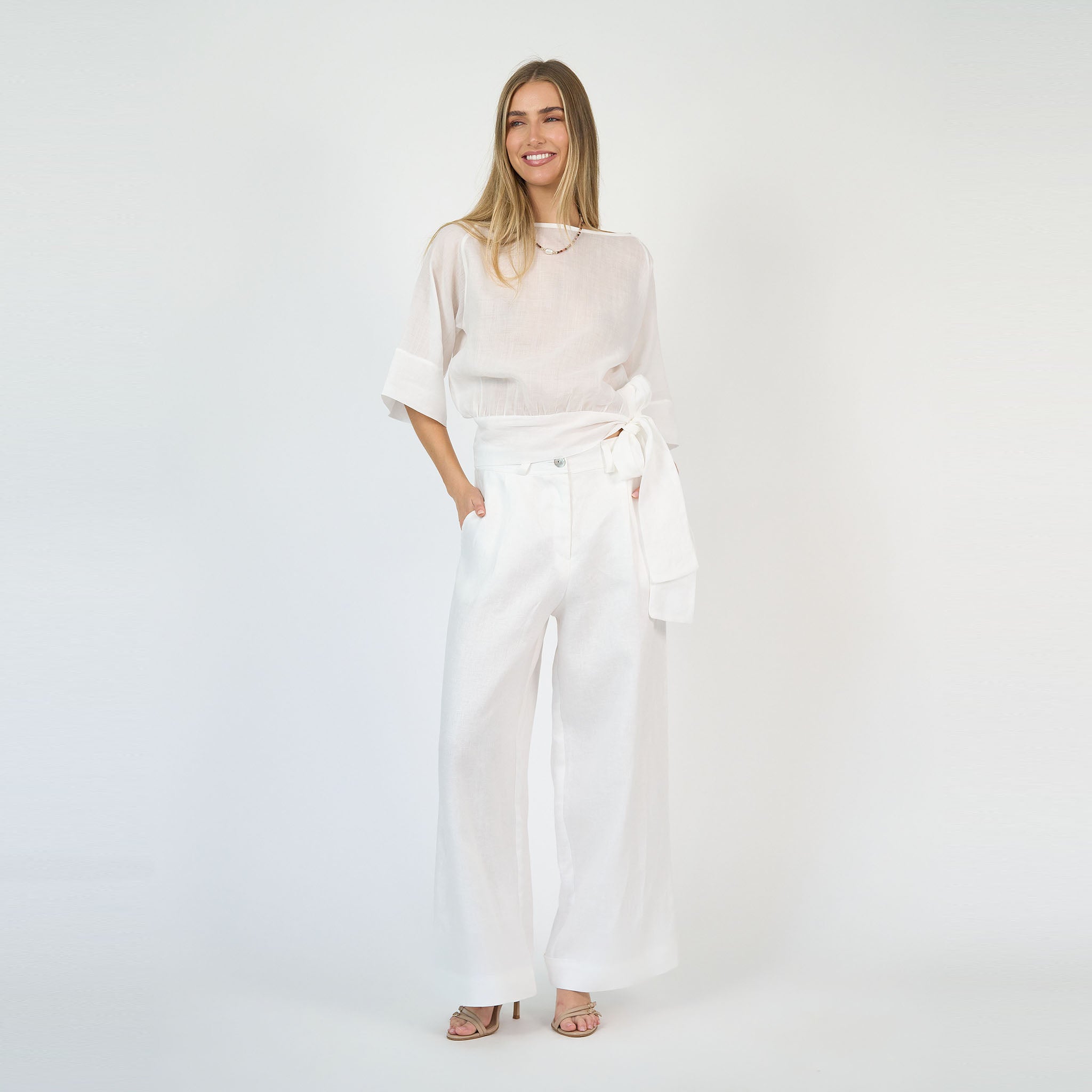 Simona Blouse Linen White