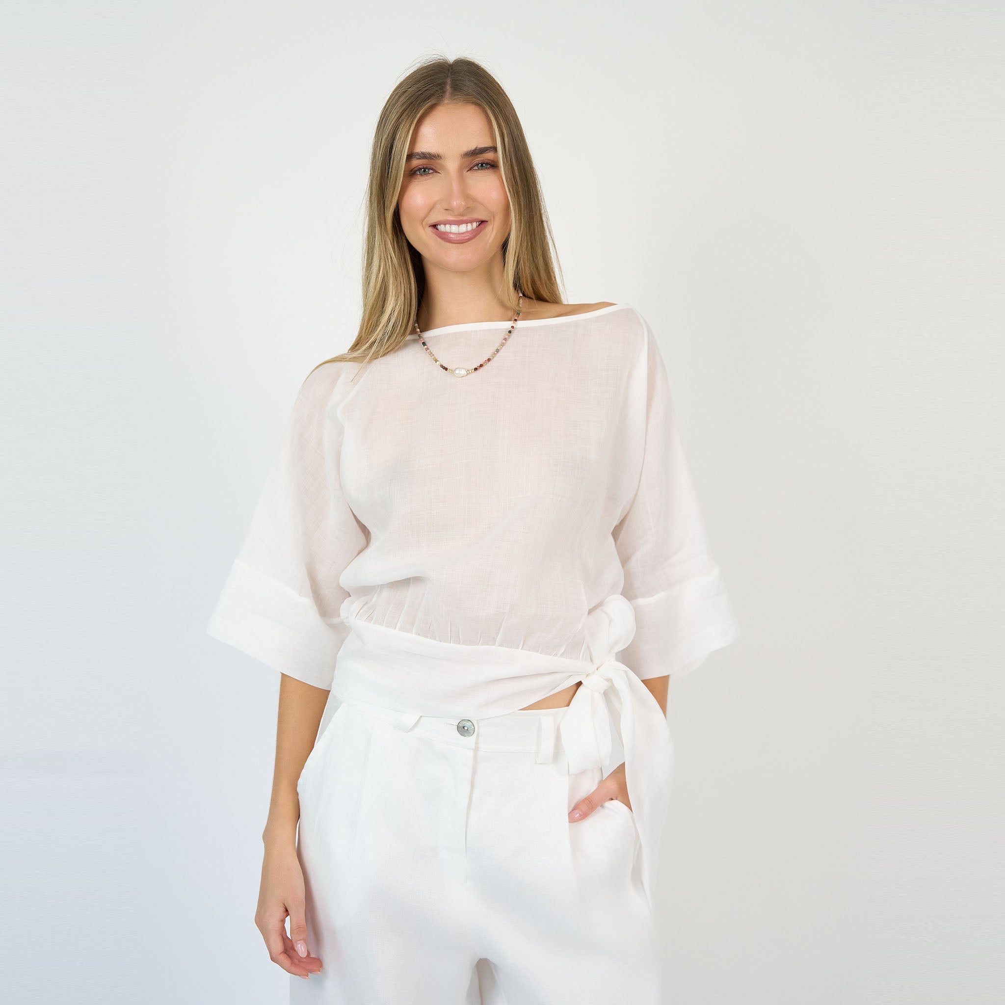 Simona Blouse Linen White