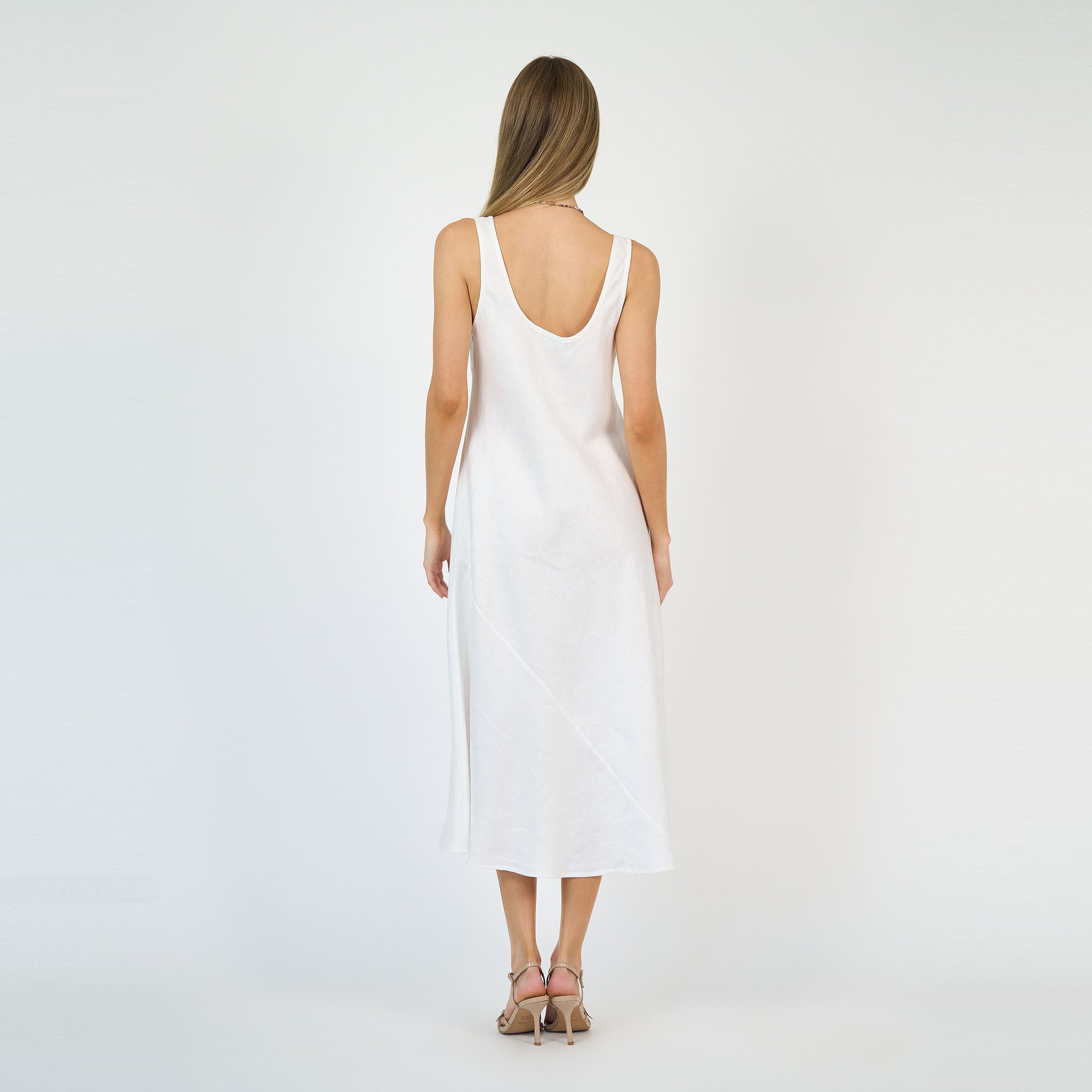 Coco Bias Dress White Linen