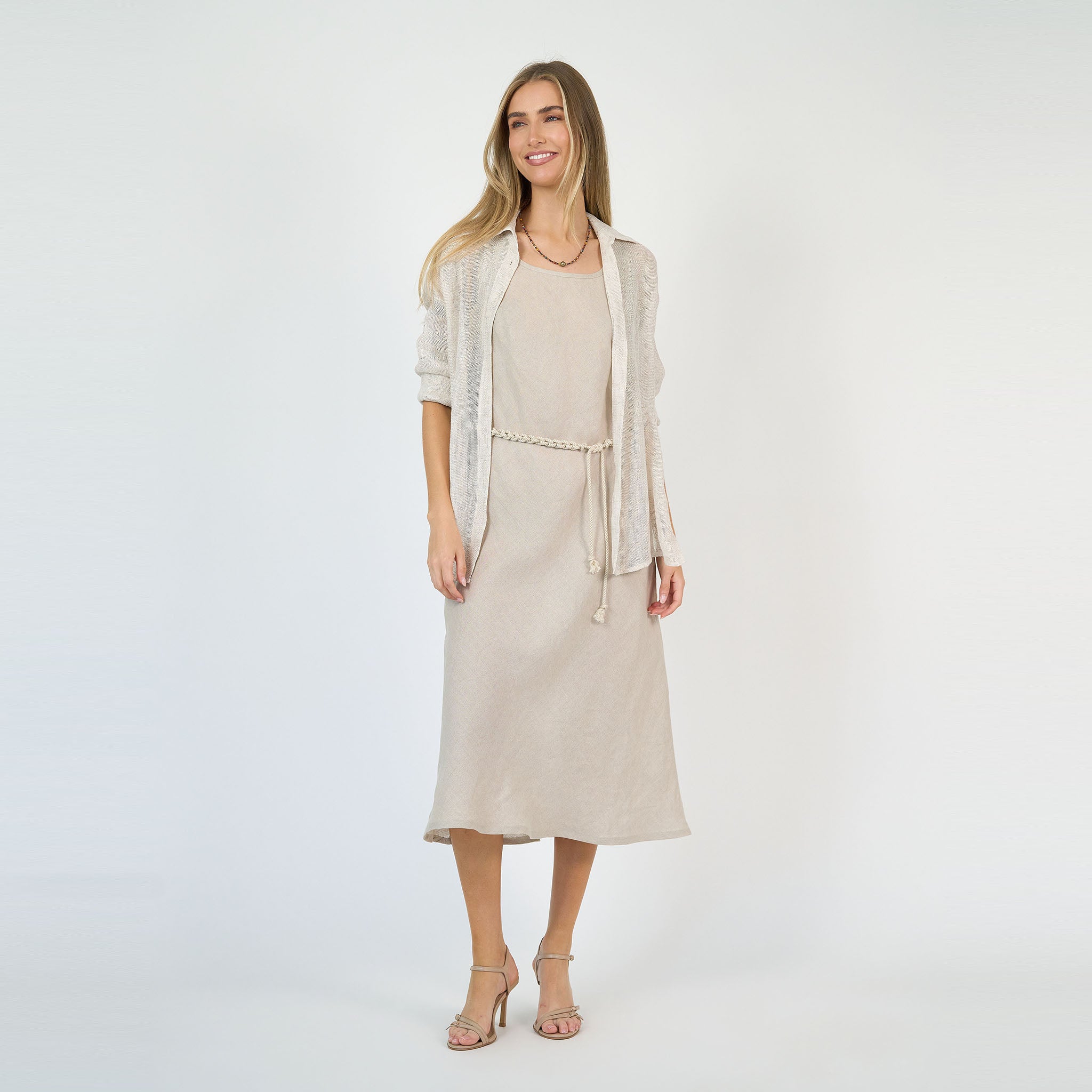 Coco Bias Dress Ecru Linen