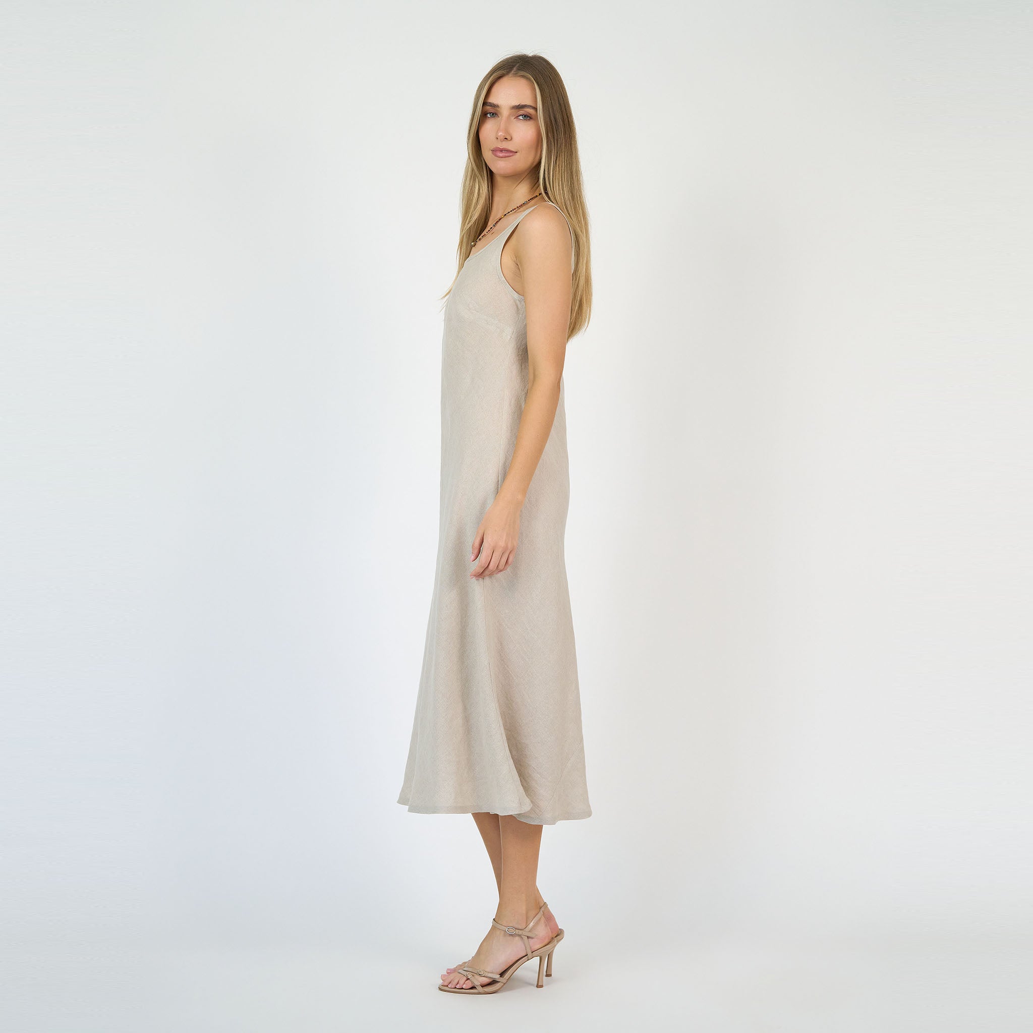 Coco Bias Dress Ecru Linen