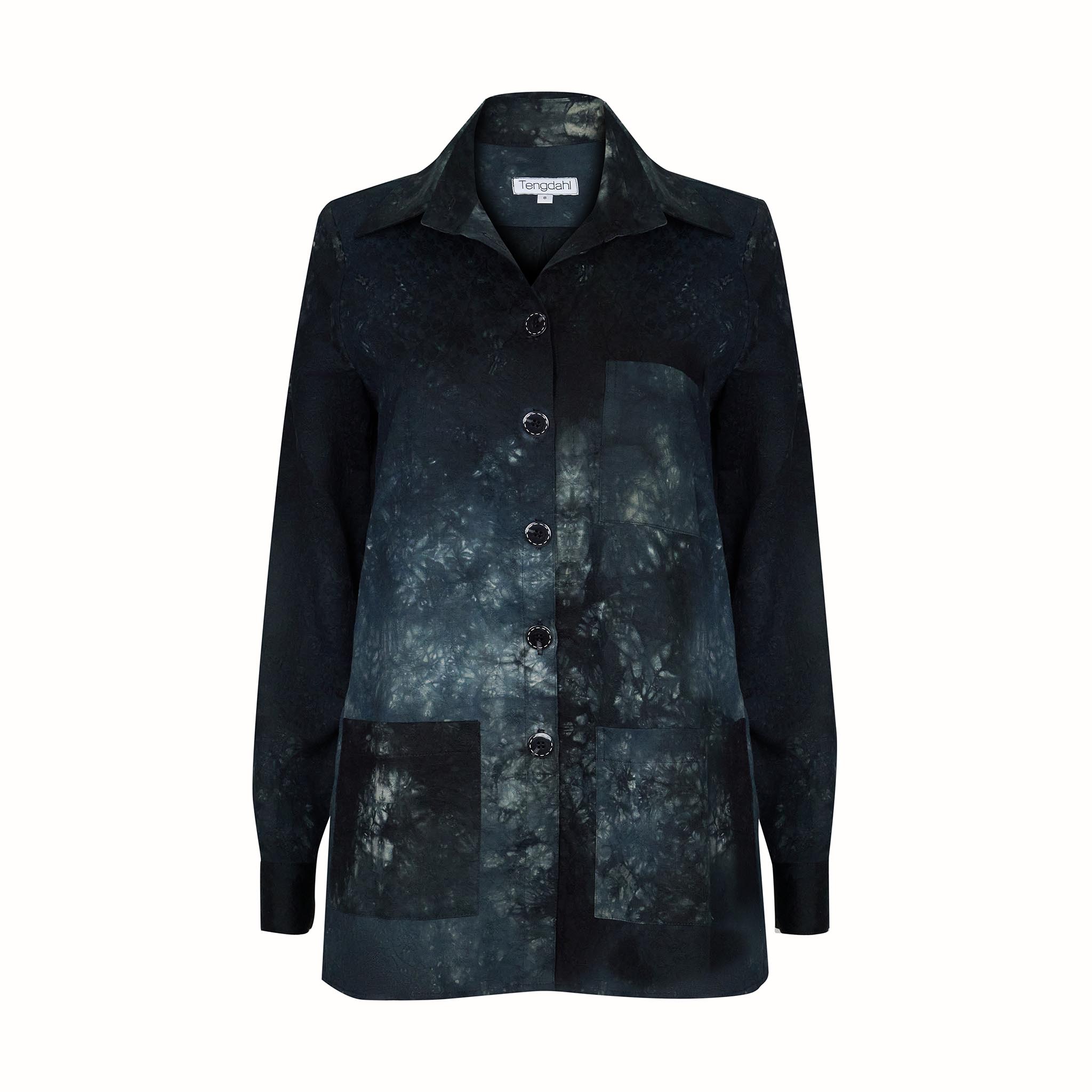 Teagan Jacket Ocean Shibori Cotton Jacquard
