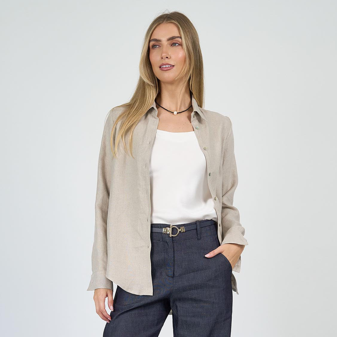 Adele Jacket Linen Ecru