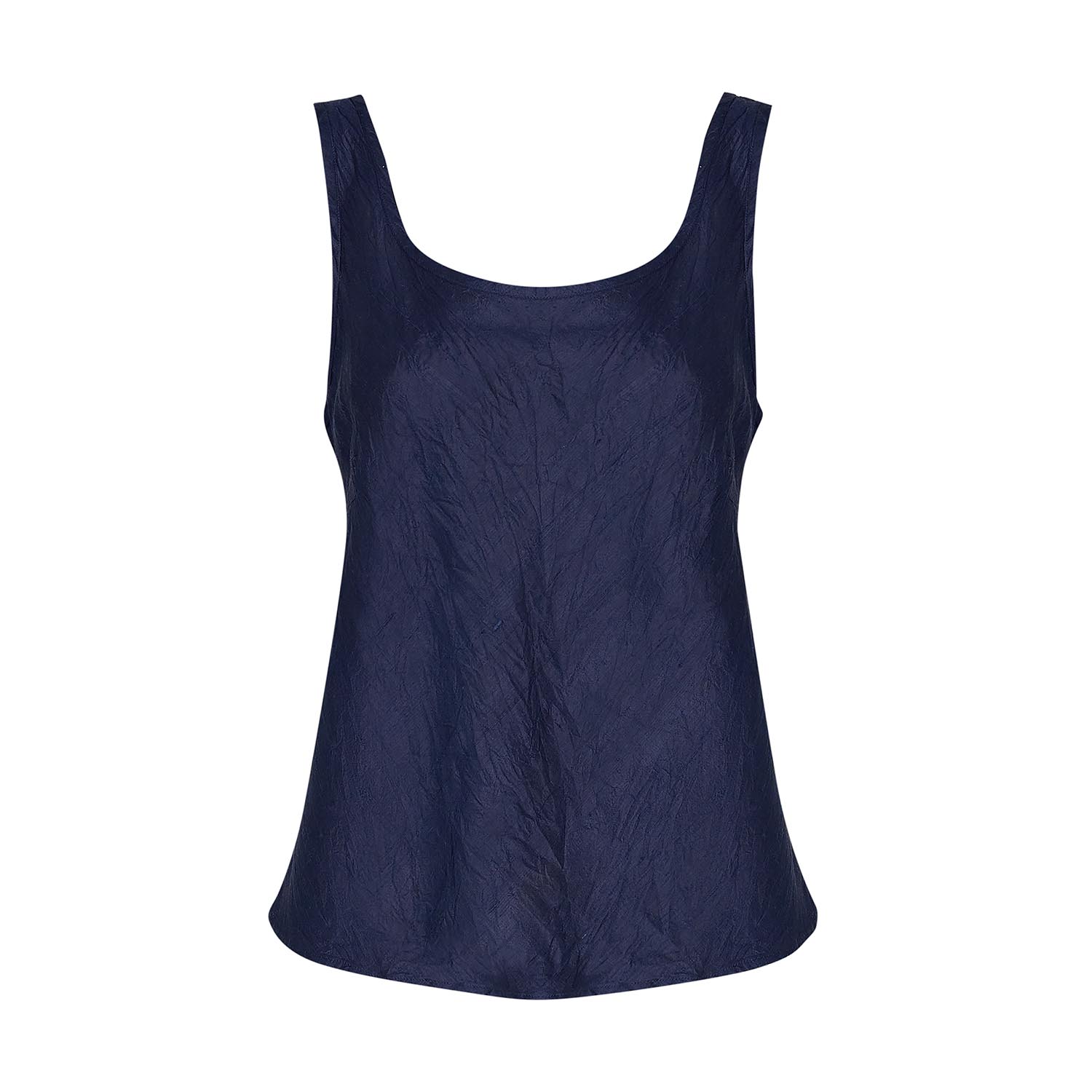 Coco Top Navy Silk Taffeta