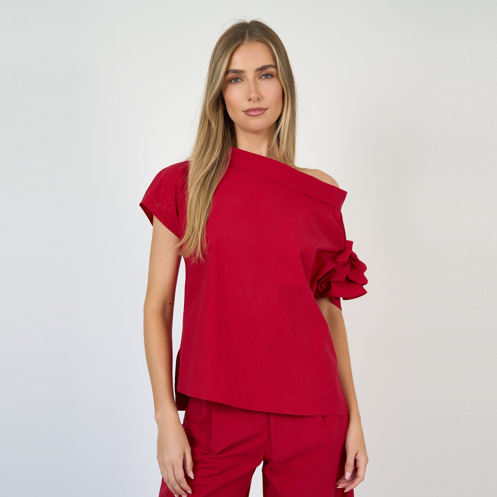 Cleo Blouse Japanese Brushed Cotton Red