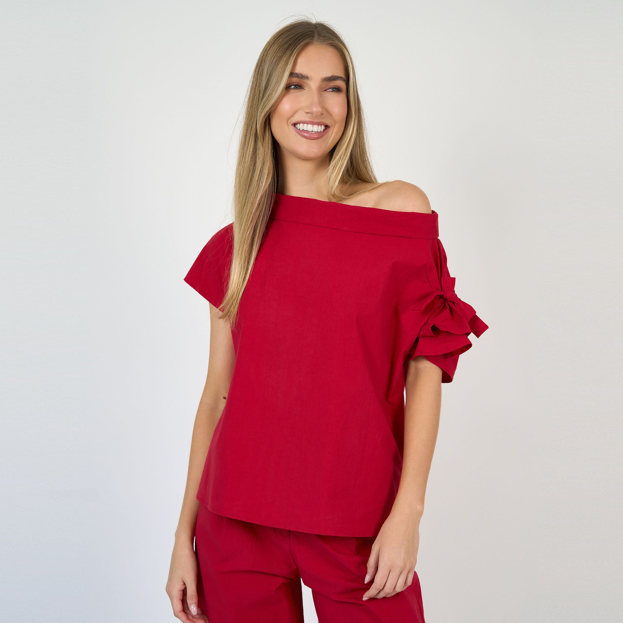 Cleo Blouse Japanese Brushed Cotton Red