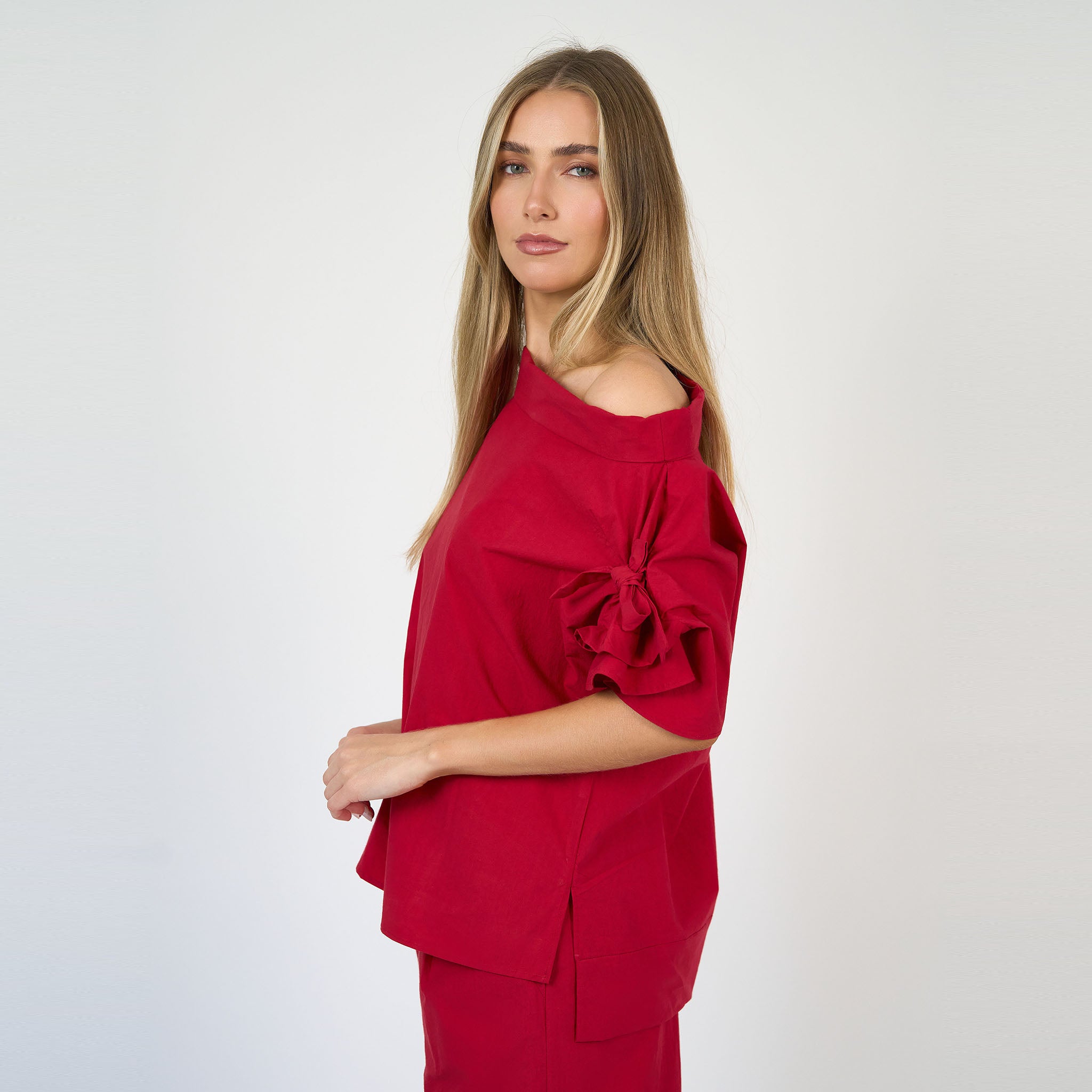 Cleo Blouse Japanese Brushed Cotton Red