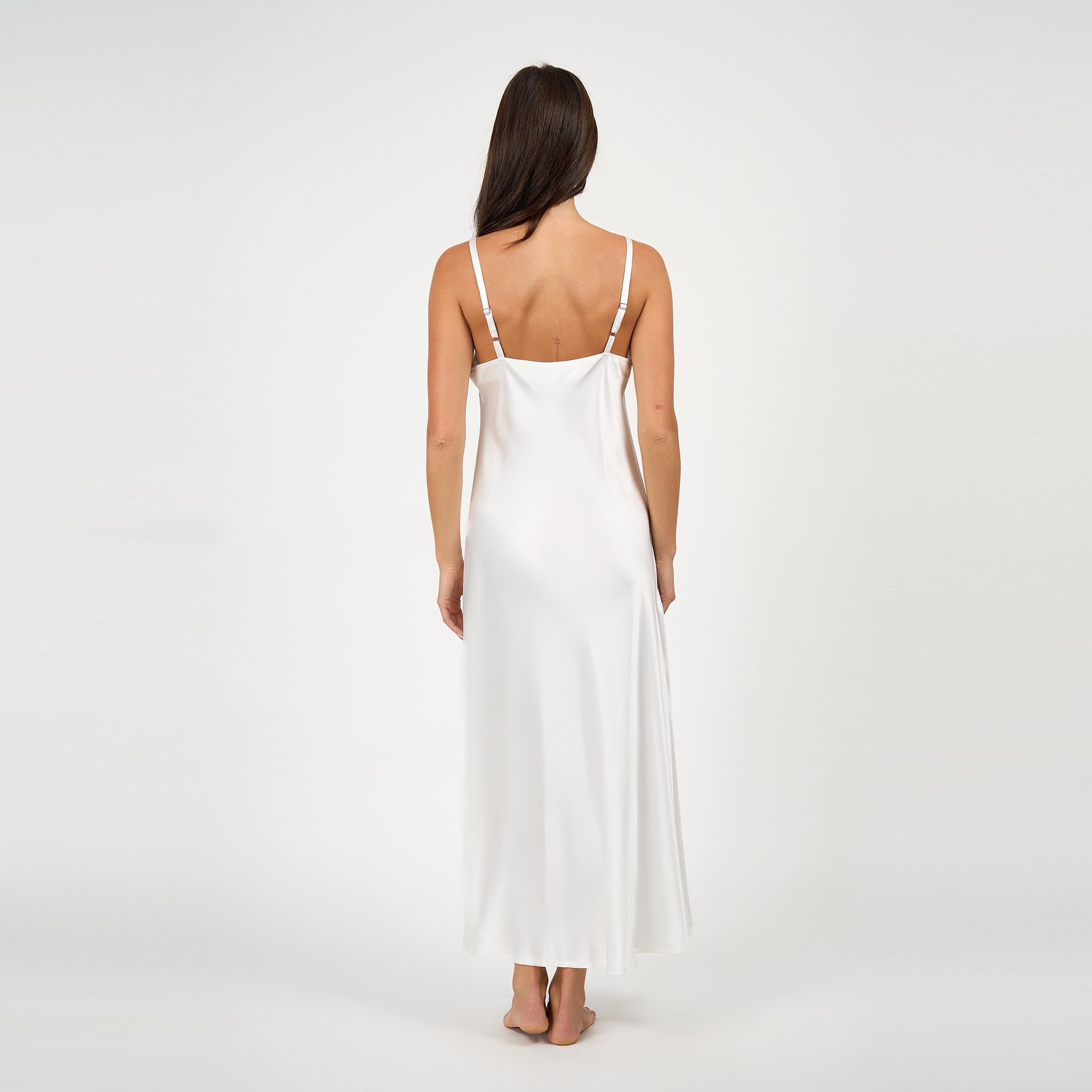 Sophia Bias Dress Silk Satin White