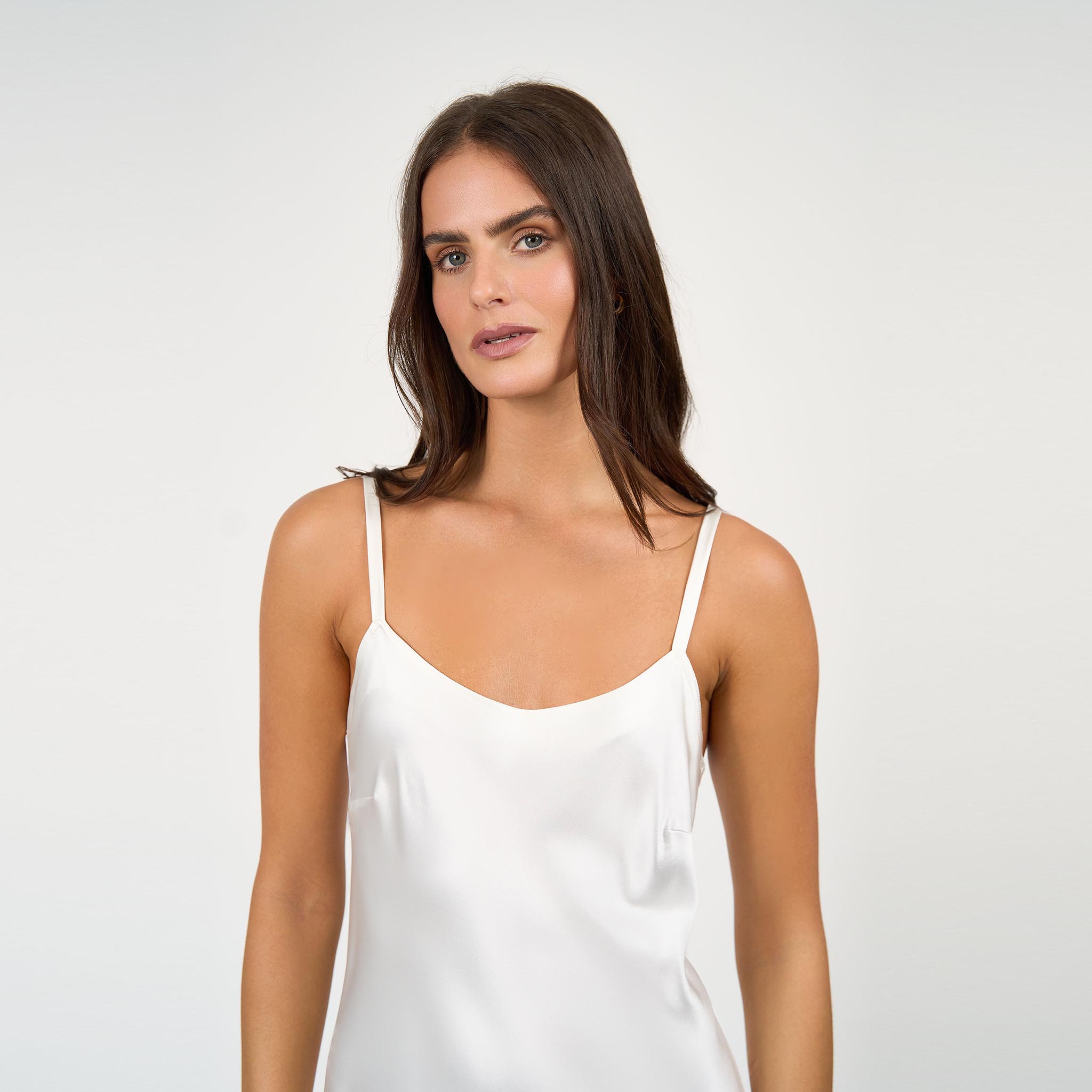 Sophia Bias Dress Silk Satin White