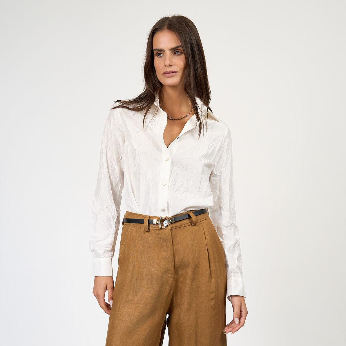 Adele Shirt white Silk Taffeta