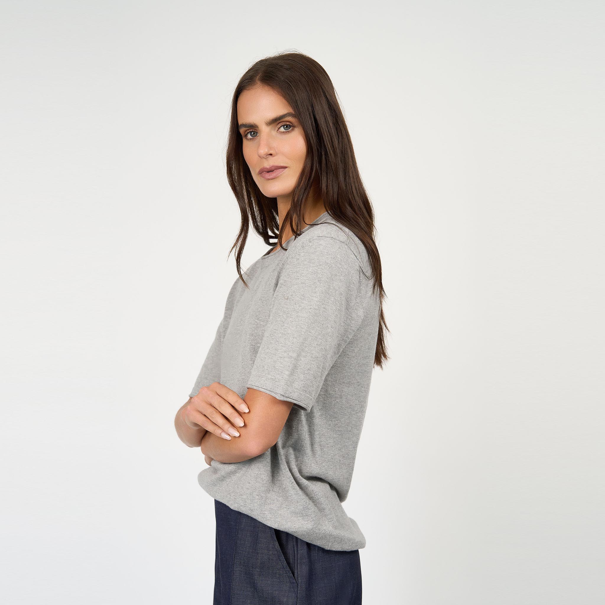 Lucy T-Shirt Cotton/Cashmere Grey Marle