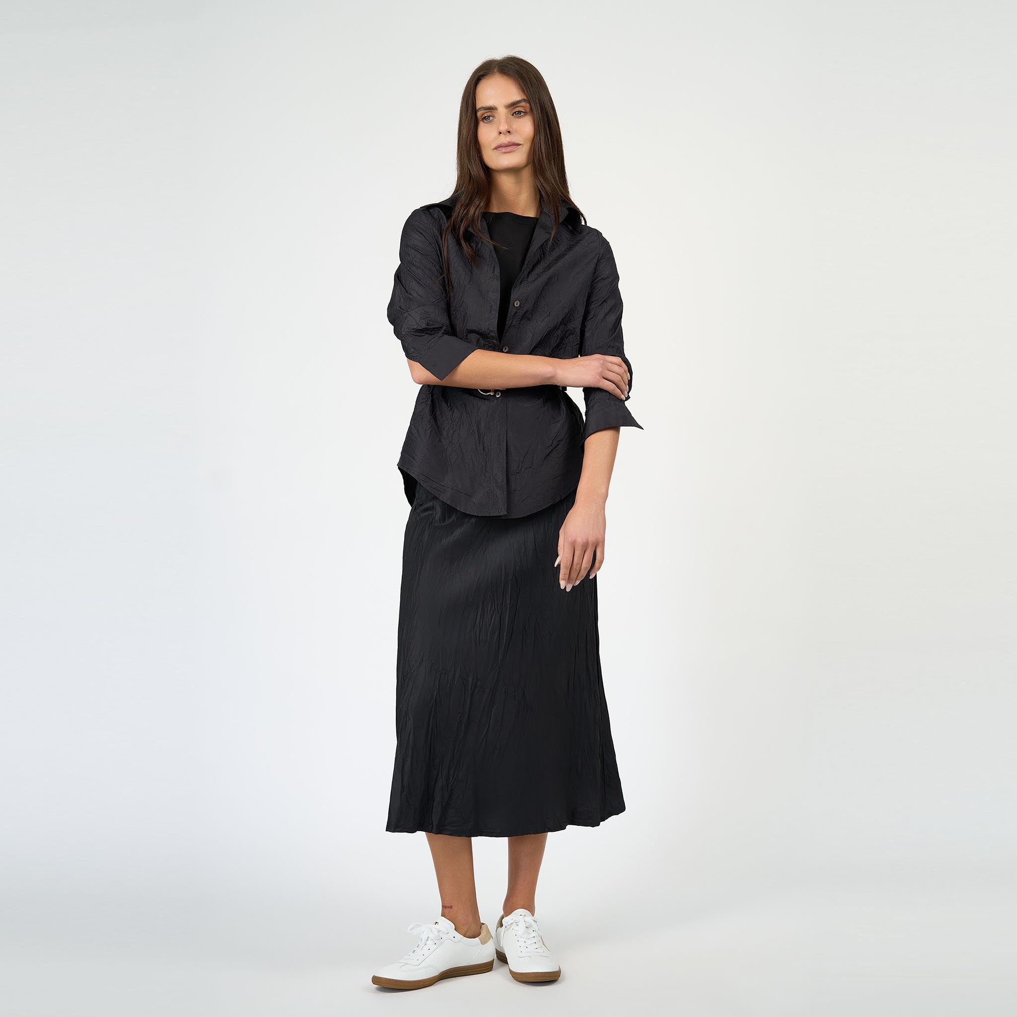 Coco Bias Skirt Silk Taffeta Black