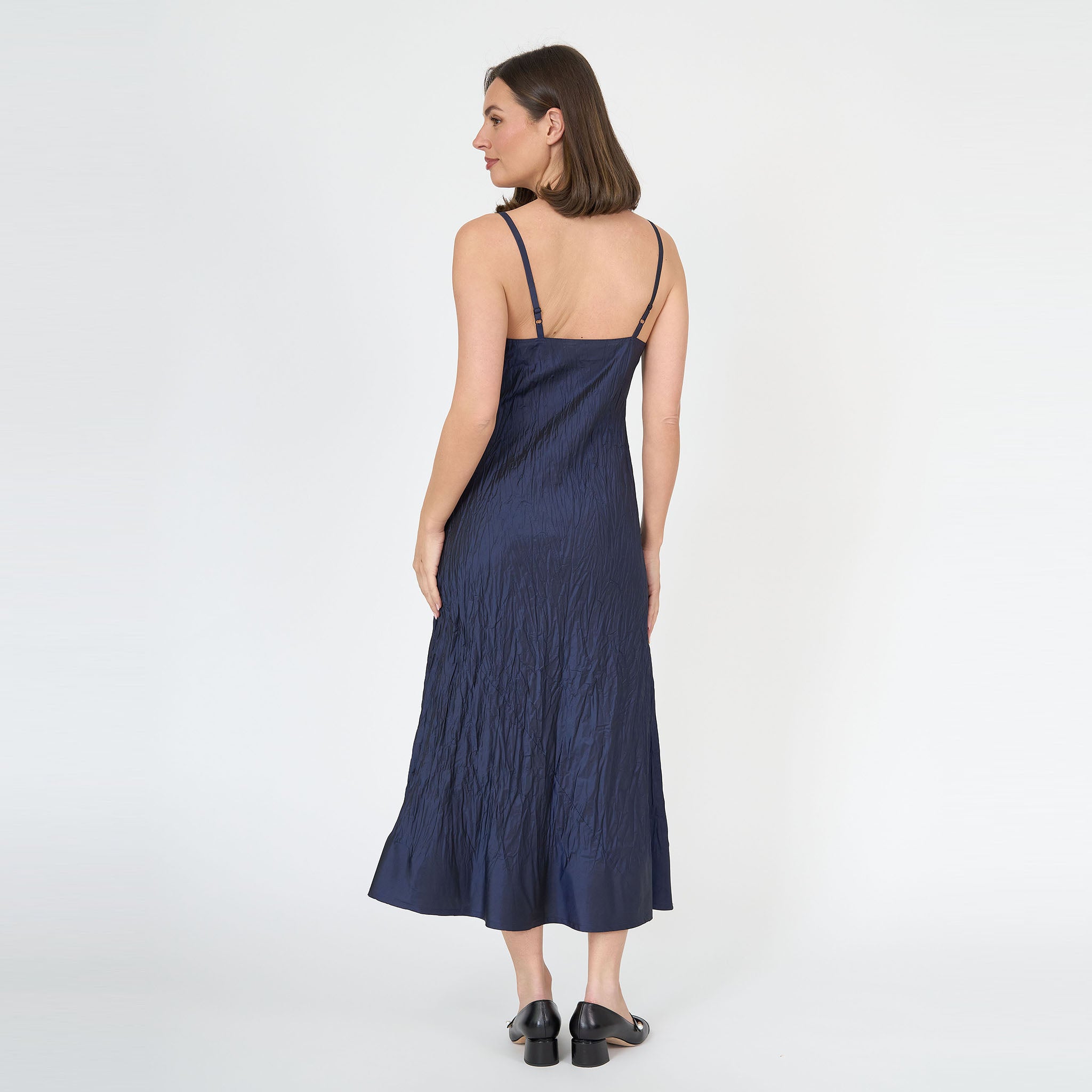 Sophia Midi Dress Navy Silk Taffeta