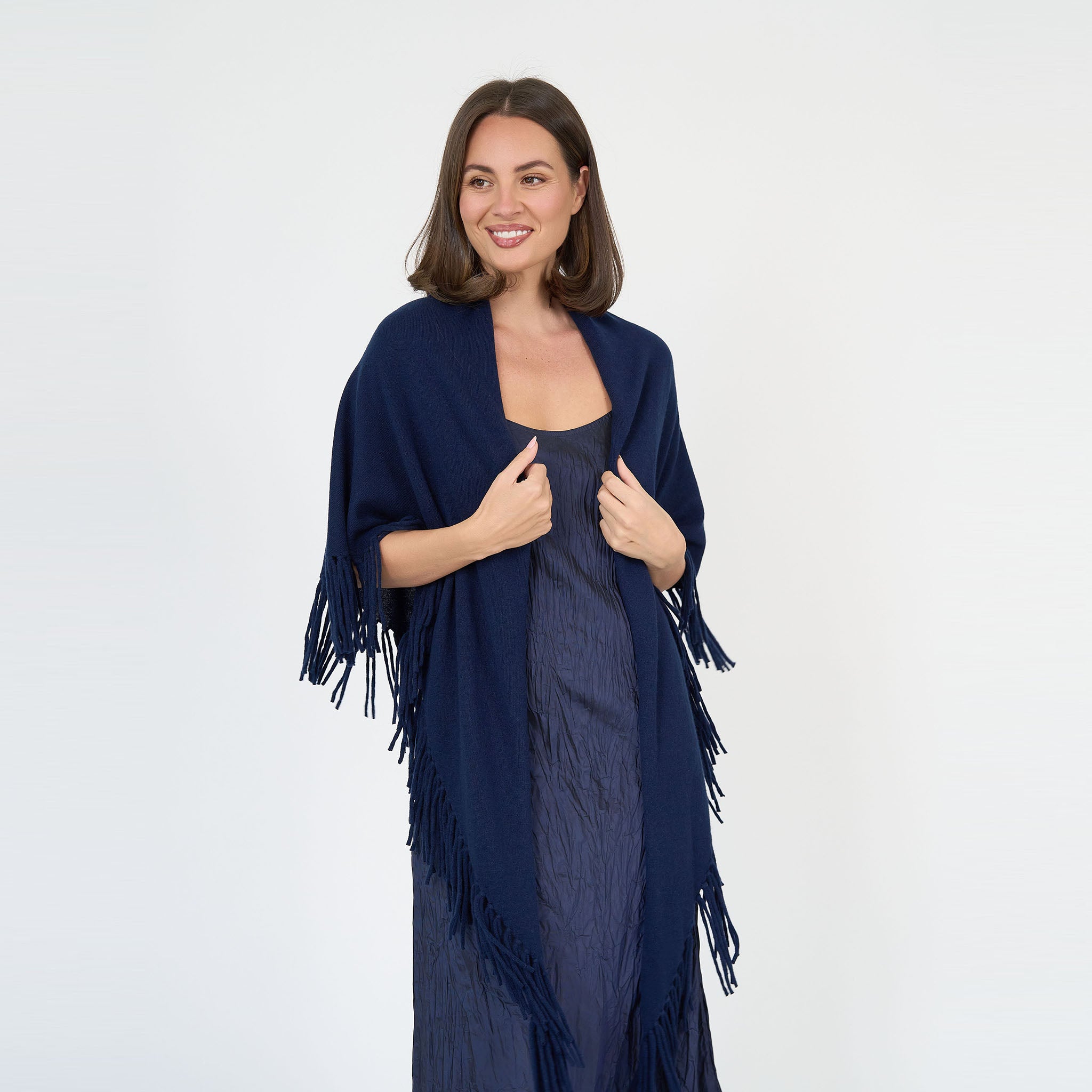 Sophia Midi Dress Navy Silk Taffeta