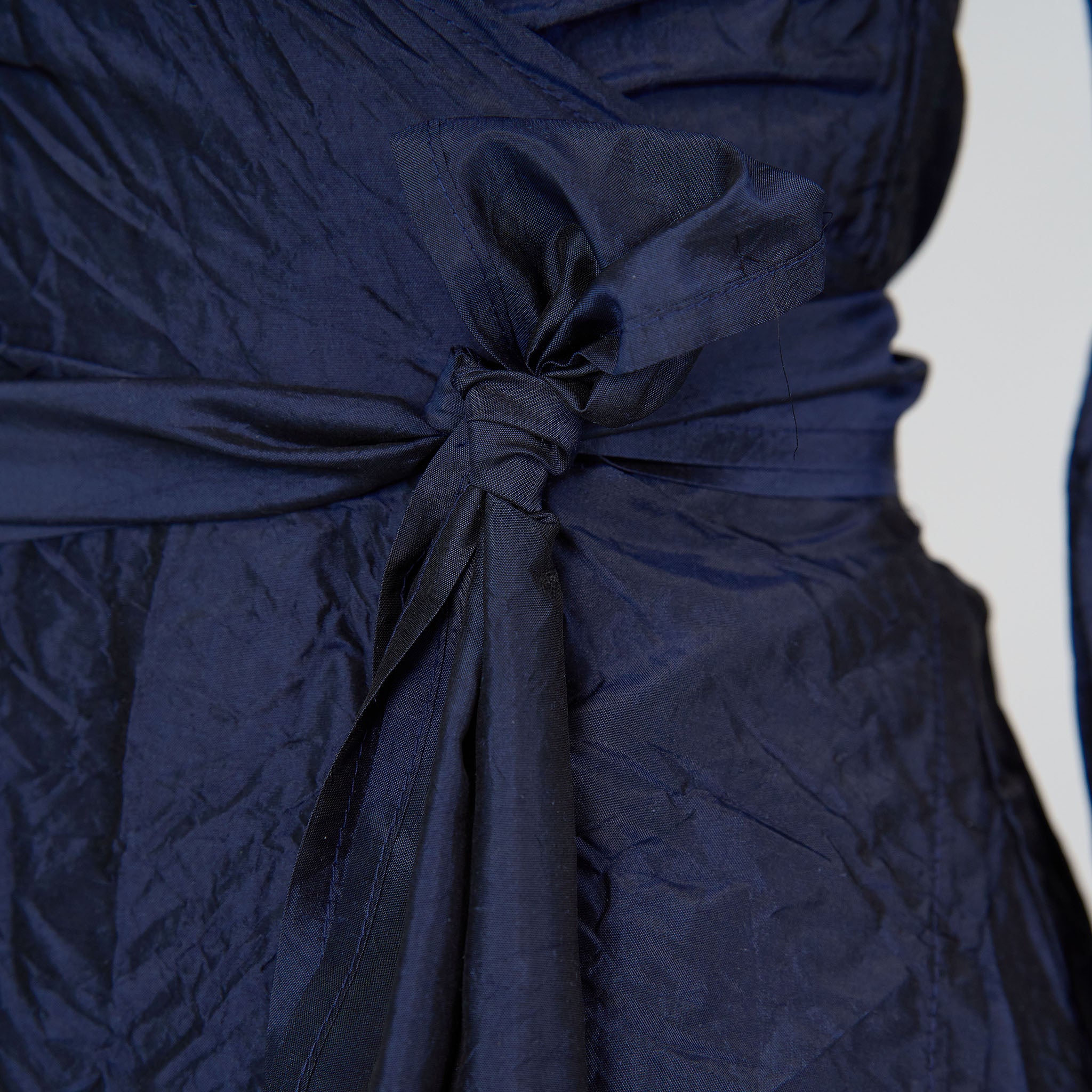 Sienna Wrap Blouse Navy Silk Taffeta