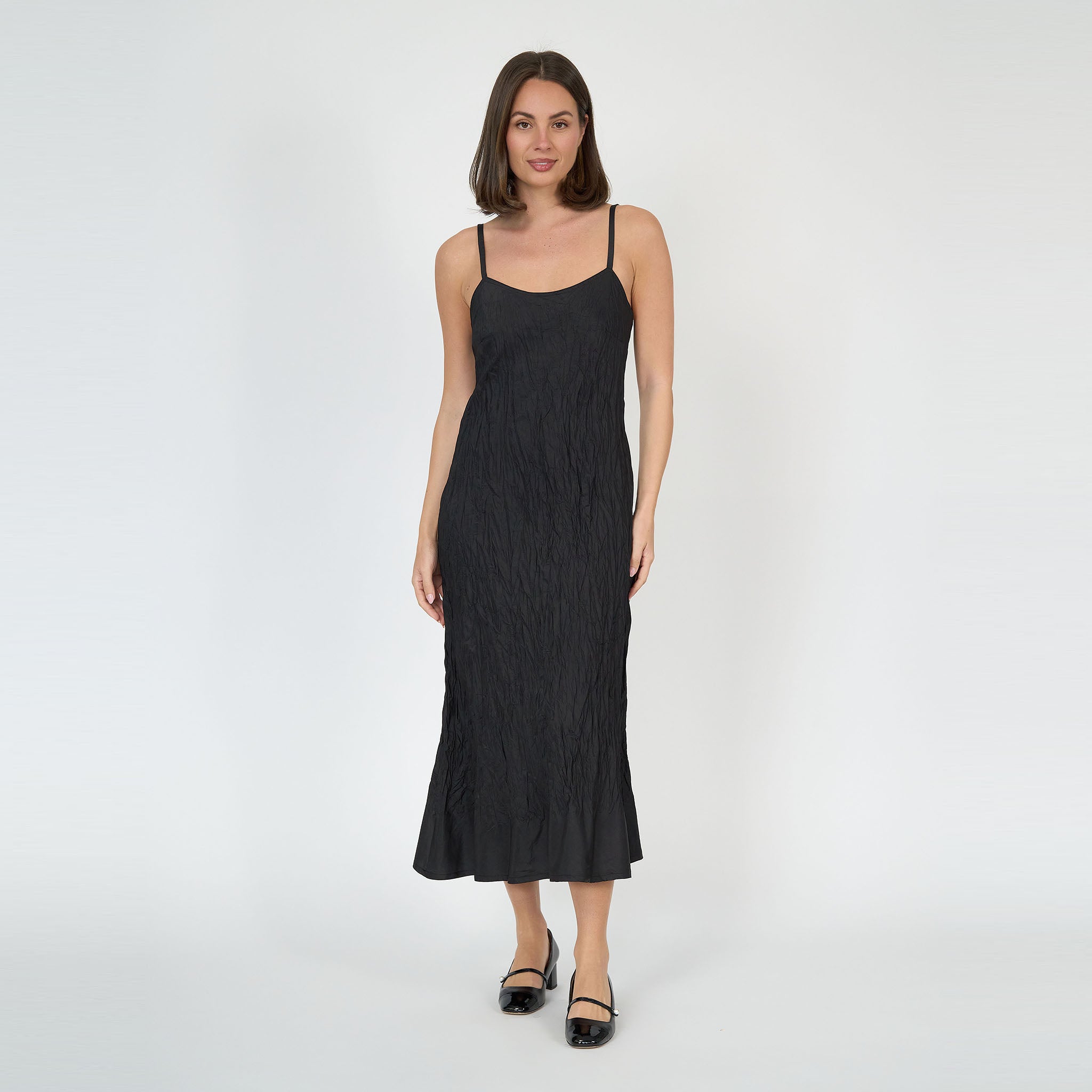 Sophia Midi Dress Black Silk Taffeta