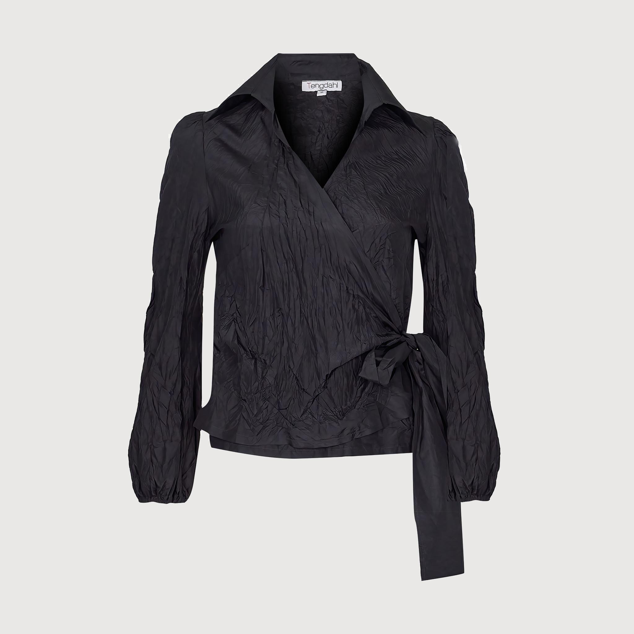 Sienna Wrap Blouse Black Silk Taffeta