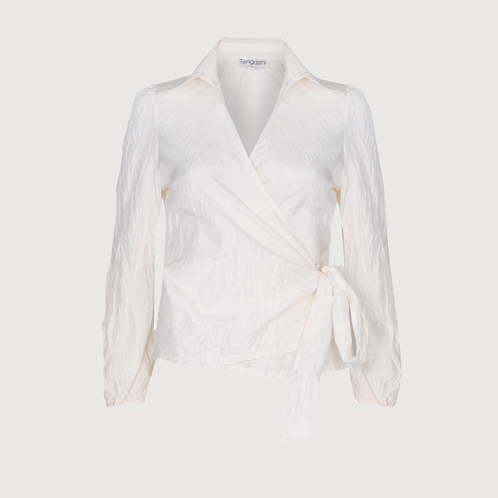 Sienna Wrap Blouse White Silk Taffeta