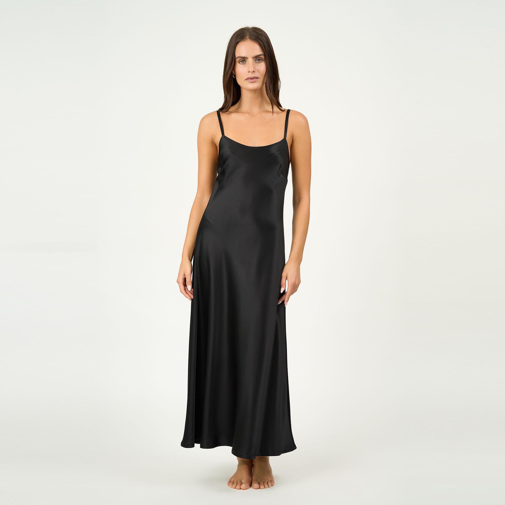 Sophia Bias Dress Silk Satin Black