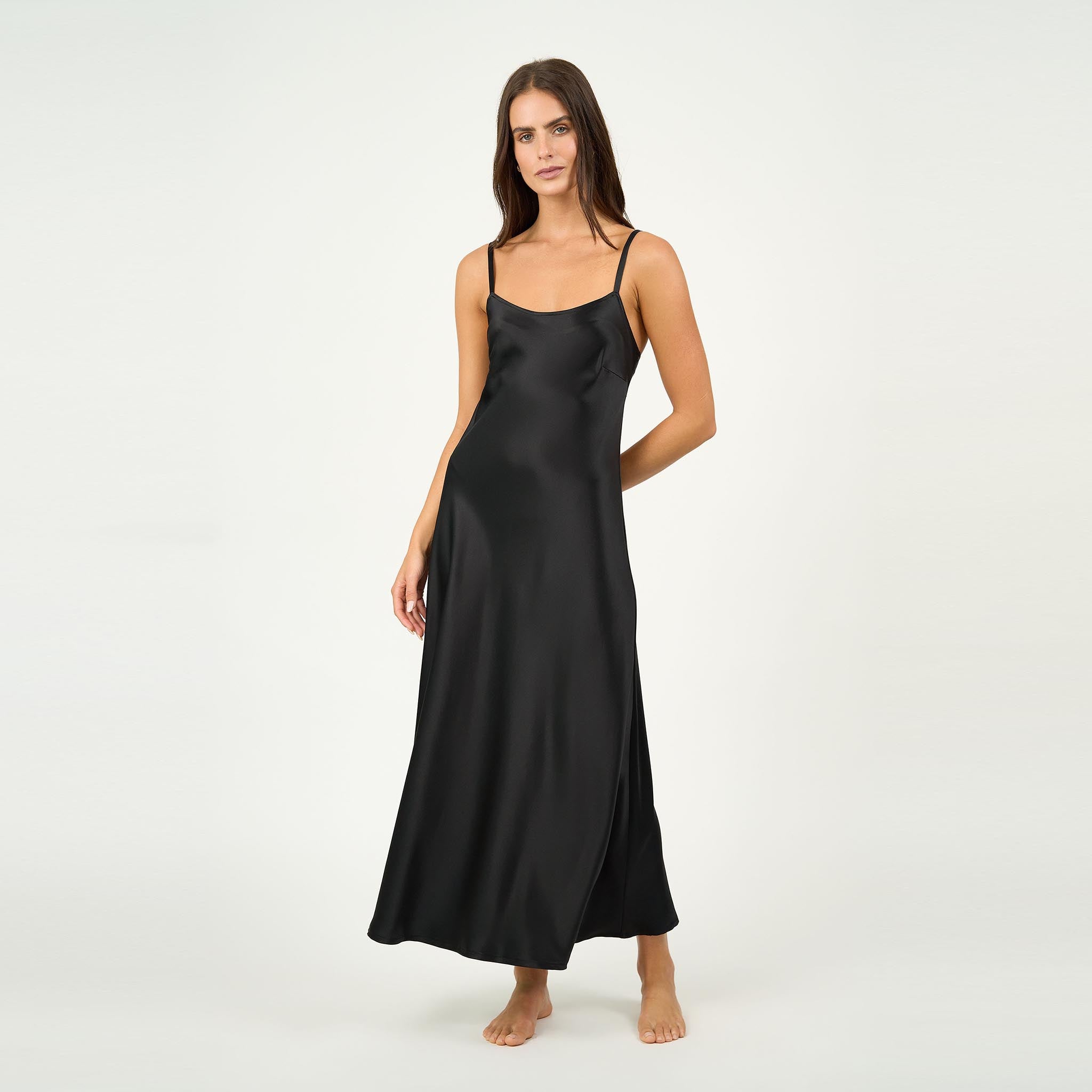 Sophia Bias Dress Silk Satin Black
