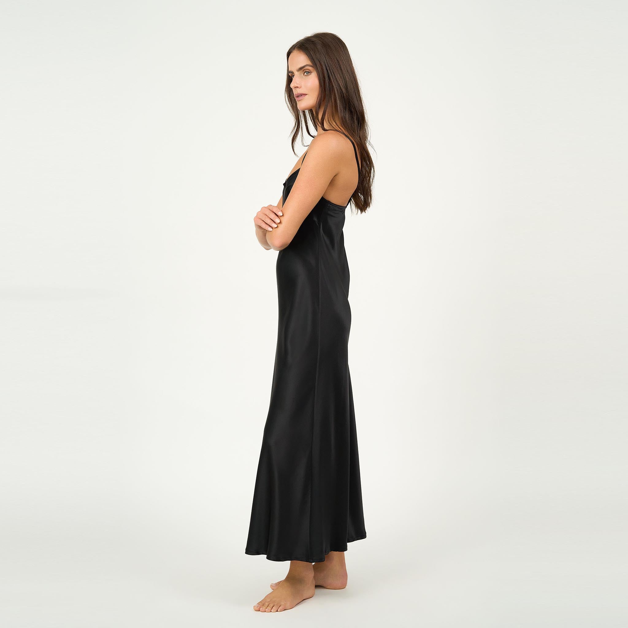 Sophia Bias Dress Silk Satin Black