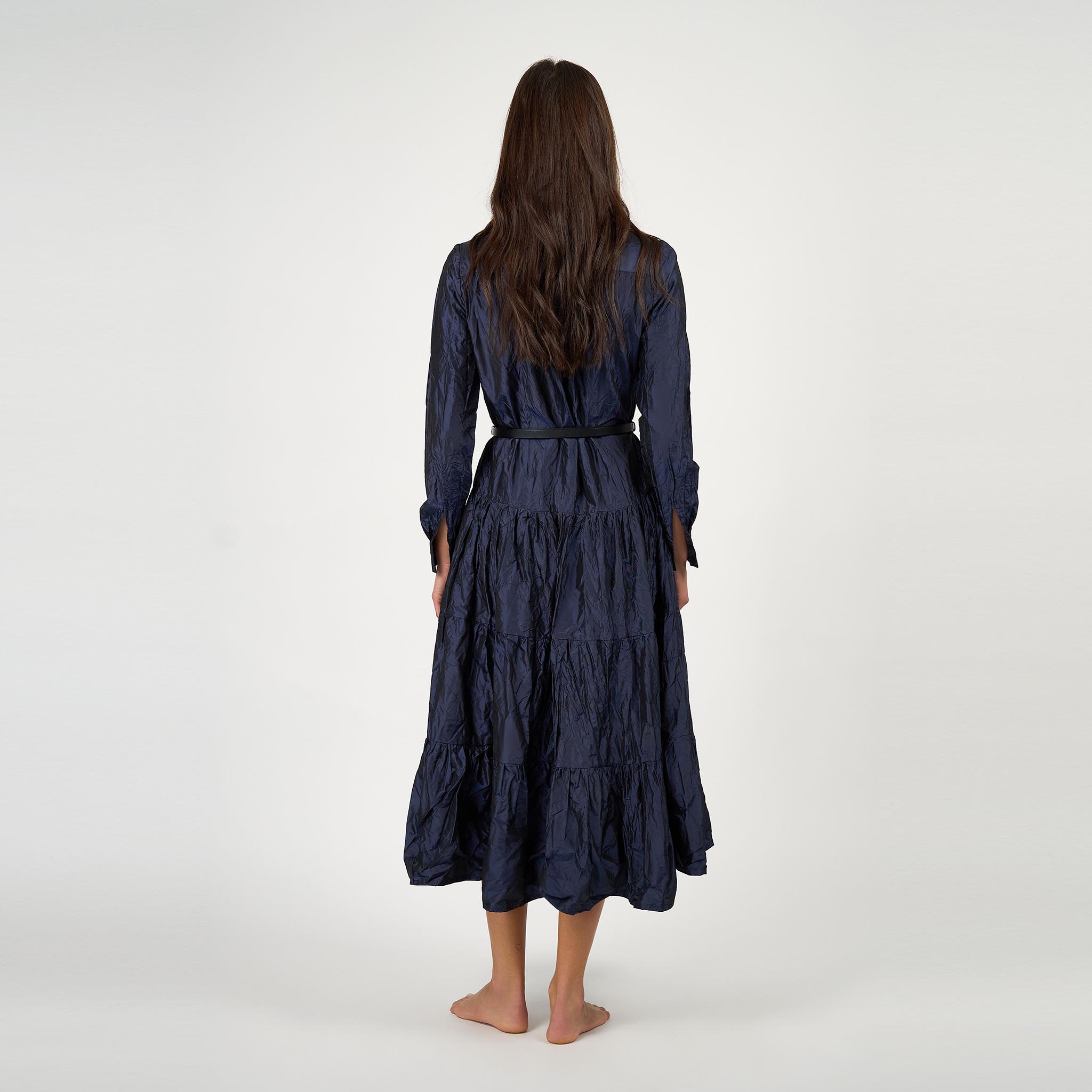Charlotte Midi Dress Silk Taffeta Navy