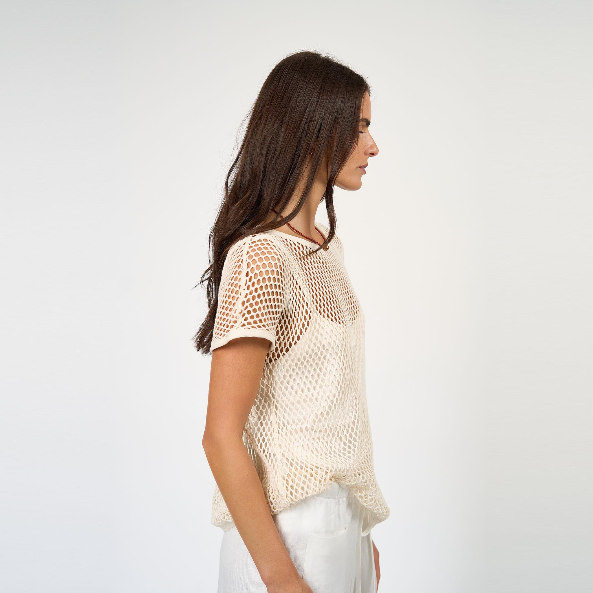 Celine Mesh Top Ecru