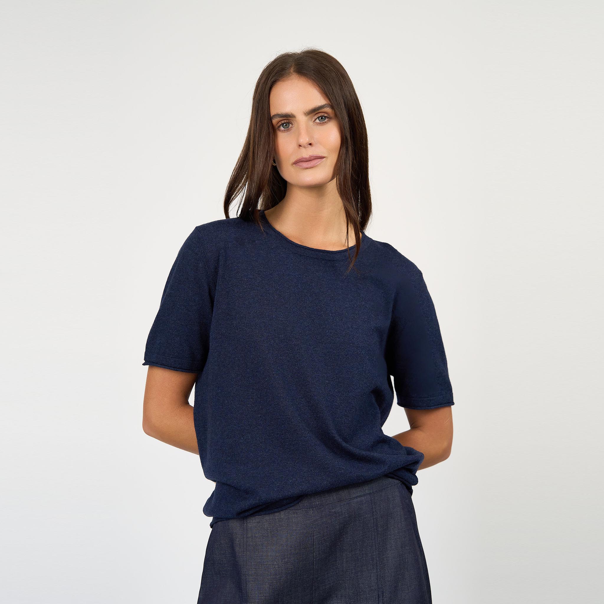 Lucy T-Shirt Cotton/Cashmere Navy