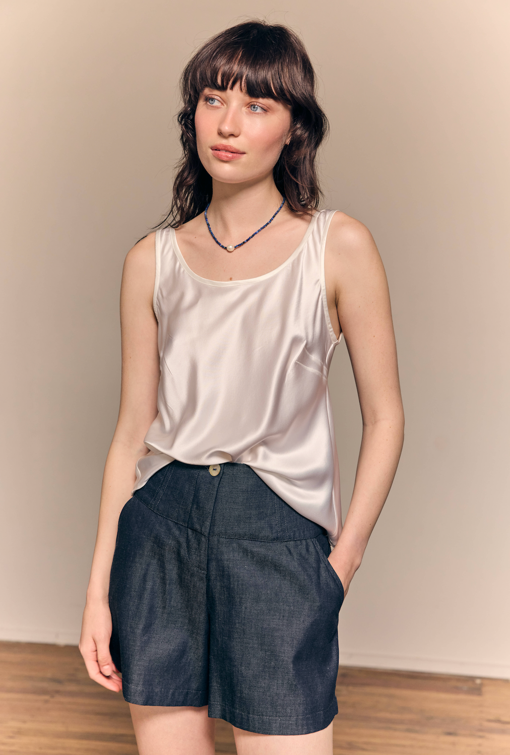 Coco Bias Top Silk White
