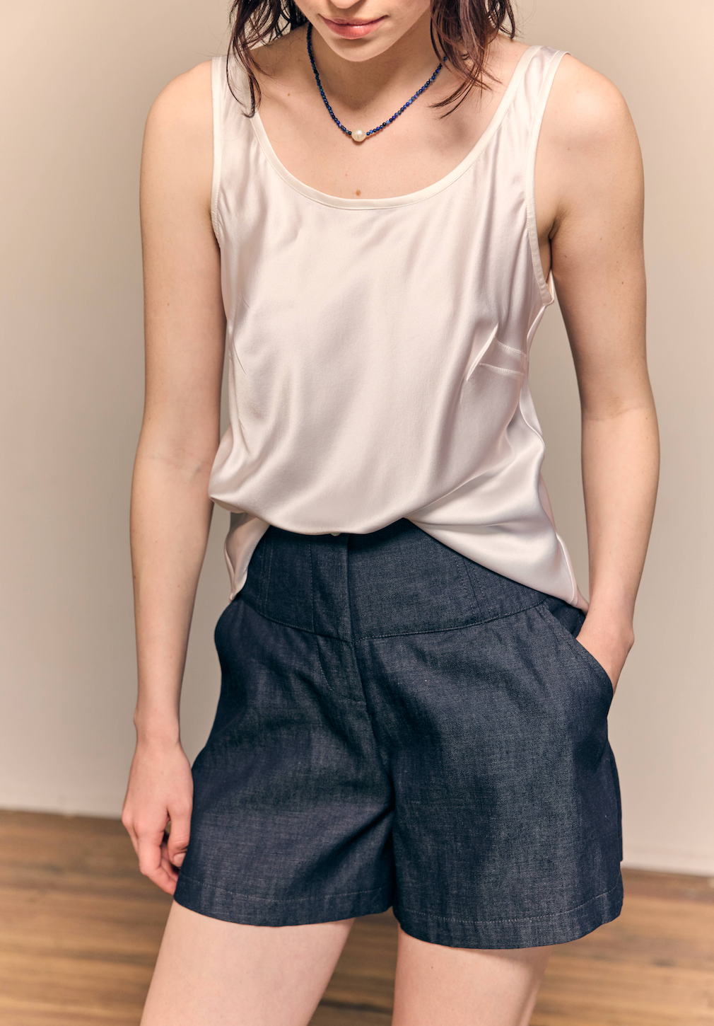 Coco Bias Top Silk White