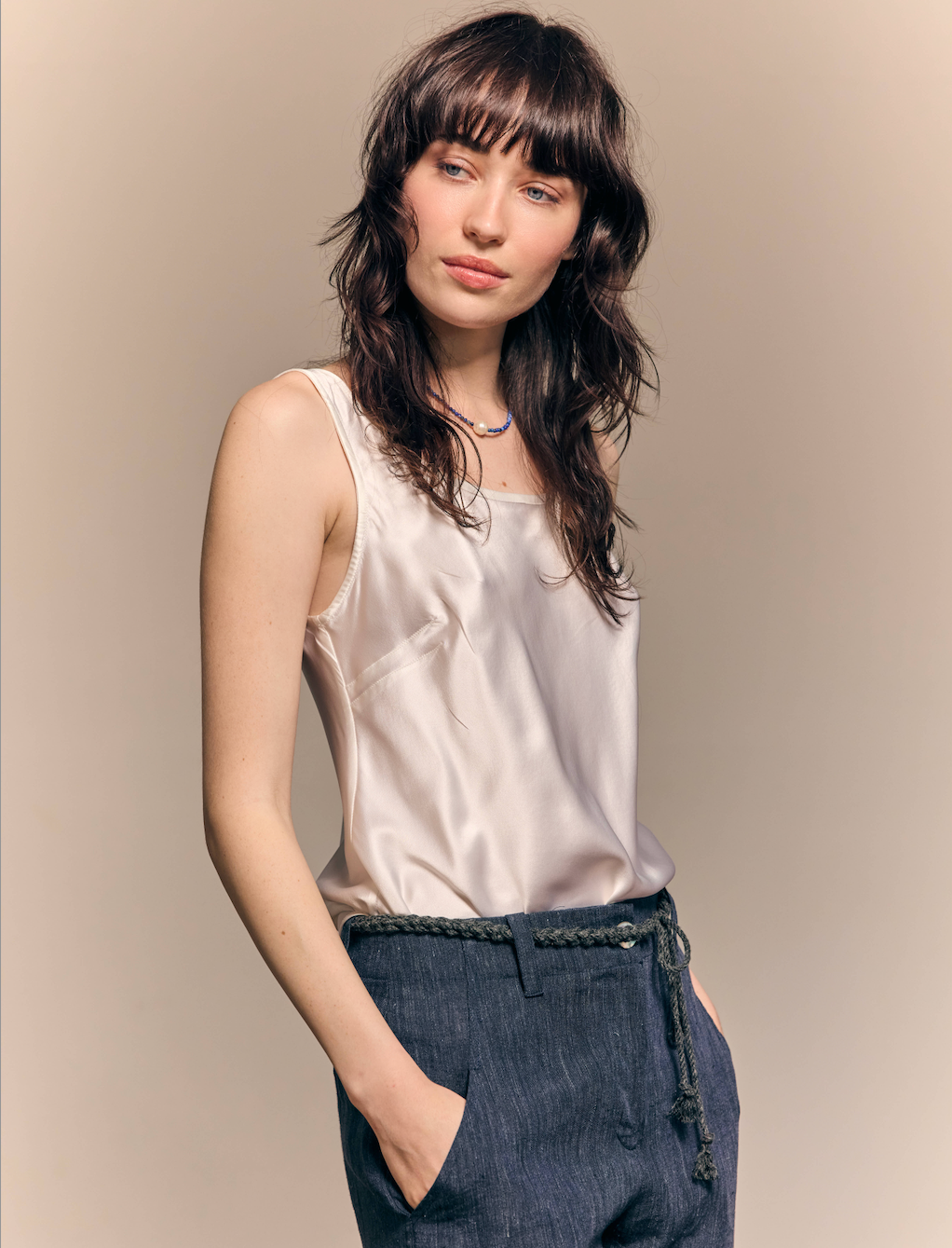 Coco Bias Top Silk White